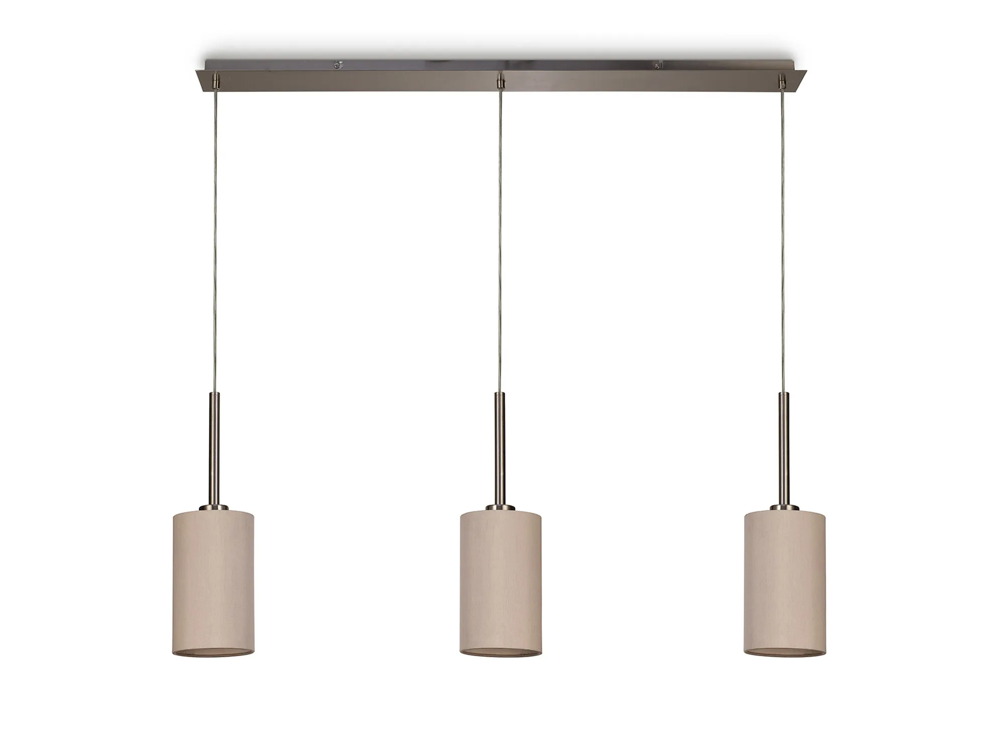 Baymont 12cm Shade 3 Light Pendant Satin Nickel; Nude Beige/Moonlight DK0777  Deco Baymont SN NU